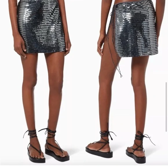 Black and Silver Sequin Skirt - Picture 2 of 4